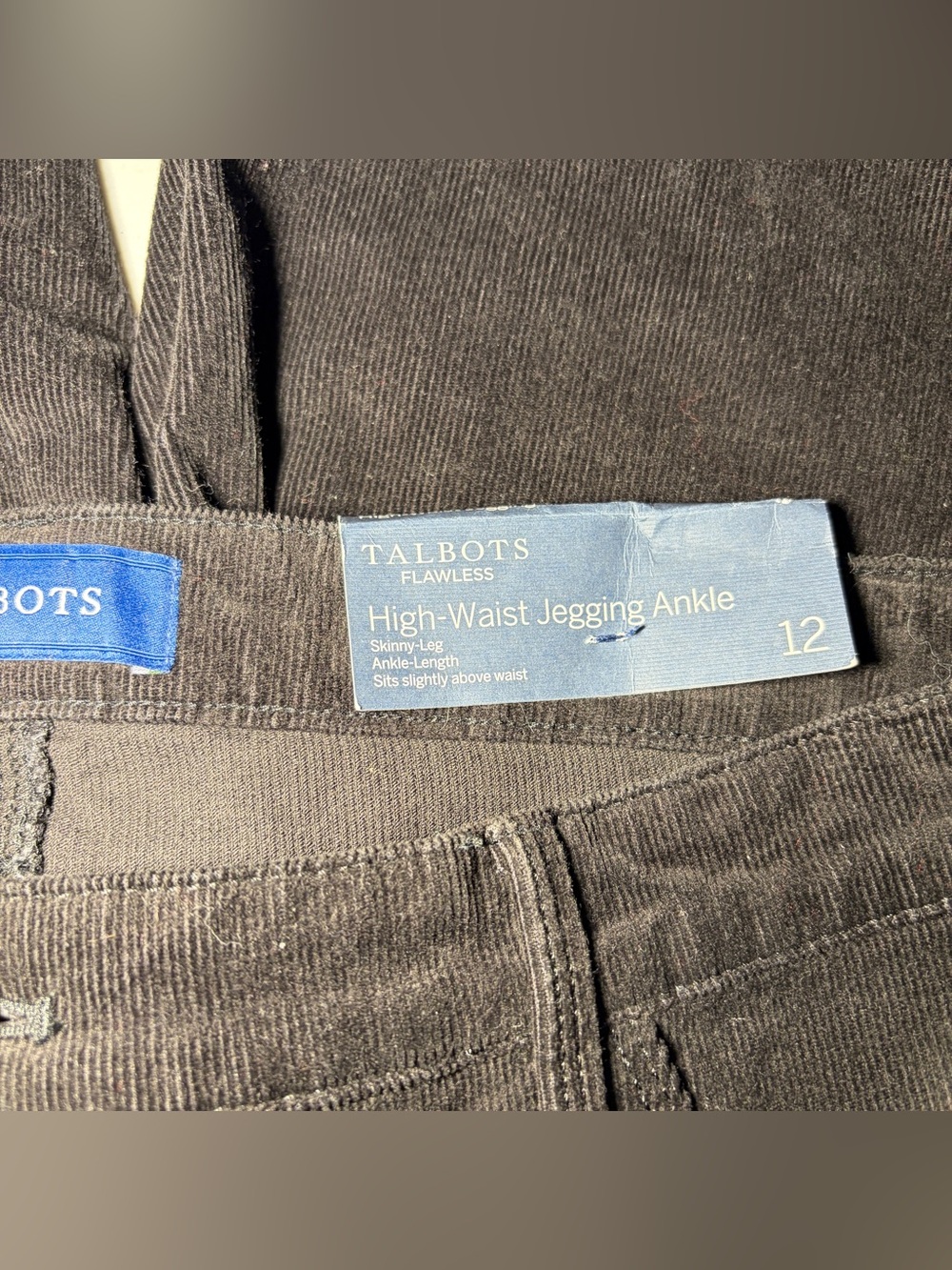 NWT Talbots Women’s Corduroy High-Waist Jegging Ankle Pants Size 12 Black - Picture 5 of 11